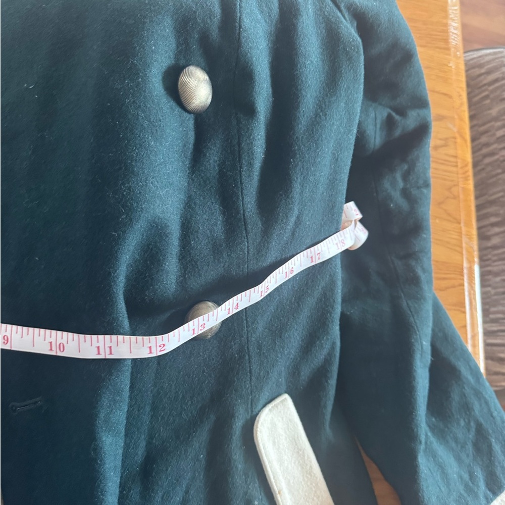 Modcloth Green and Cream Double-Breasted Coat - Picture 8 of 8